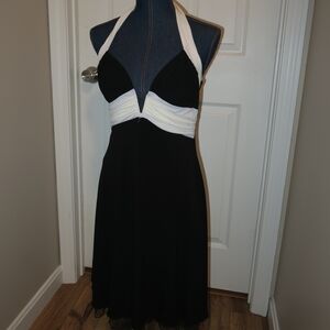 Speechless Black and White Halter Dress